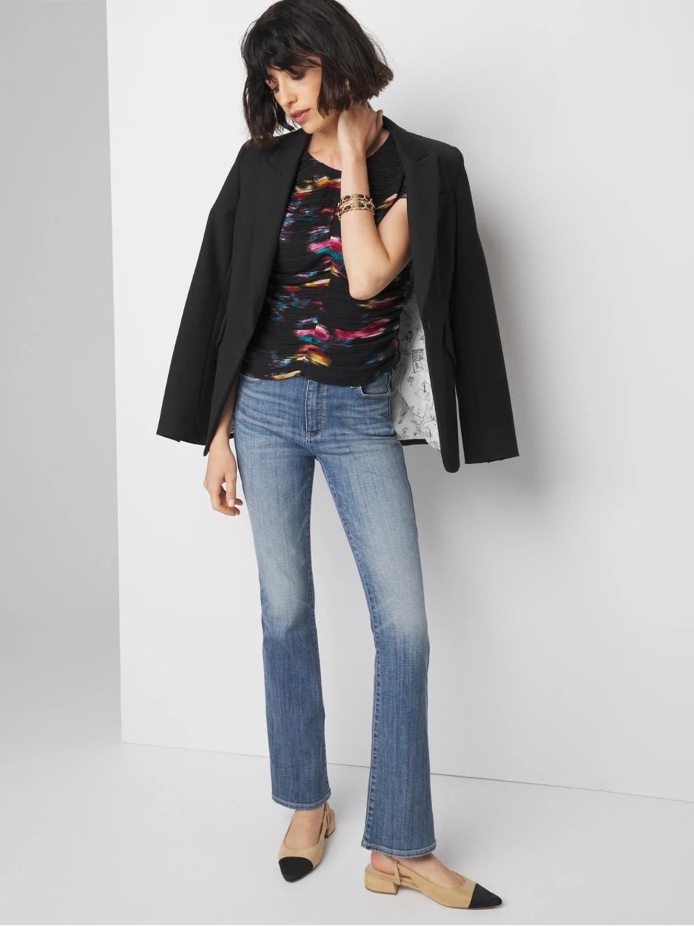 WHBM Keyhole Ruched Front Shell Top - Picture 2 of 4